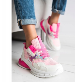 SHELOVET Scarpe da ginnastica alla moda bianca rosa 2