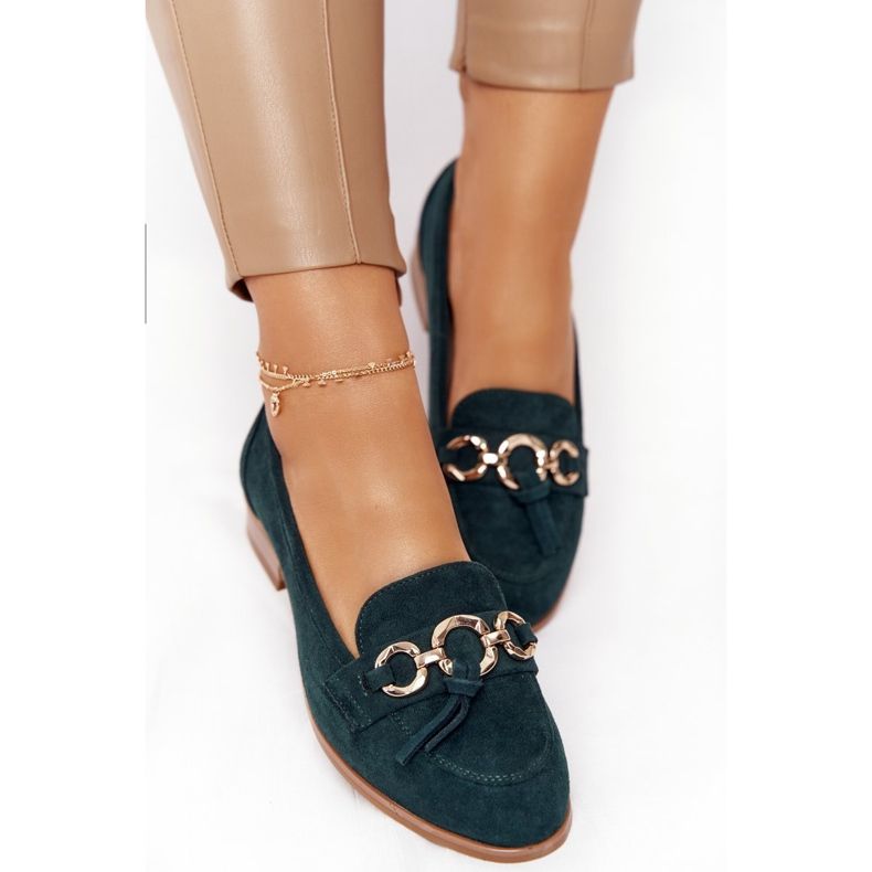 Mocassini Eleganti da Donna Vinceza 10585 Suede Verde d'oro 2