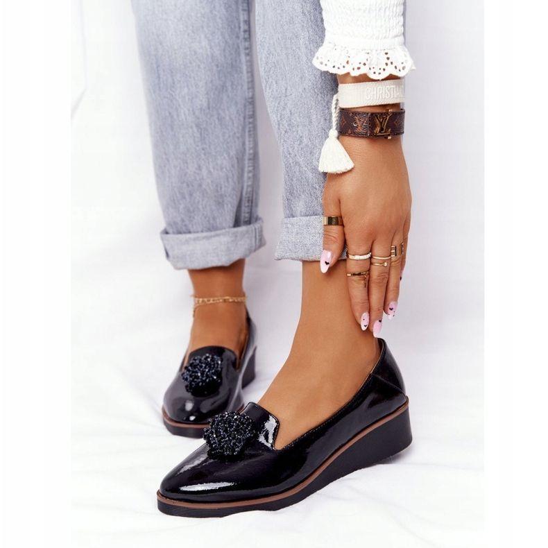 Scarpe Eleganti Con Zeppa Vinceza 10580 Laccato Nero 1
