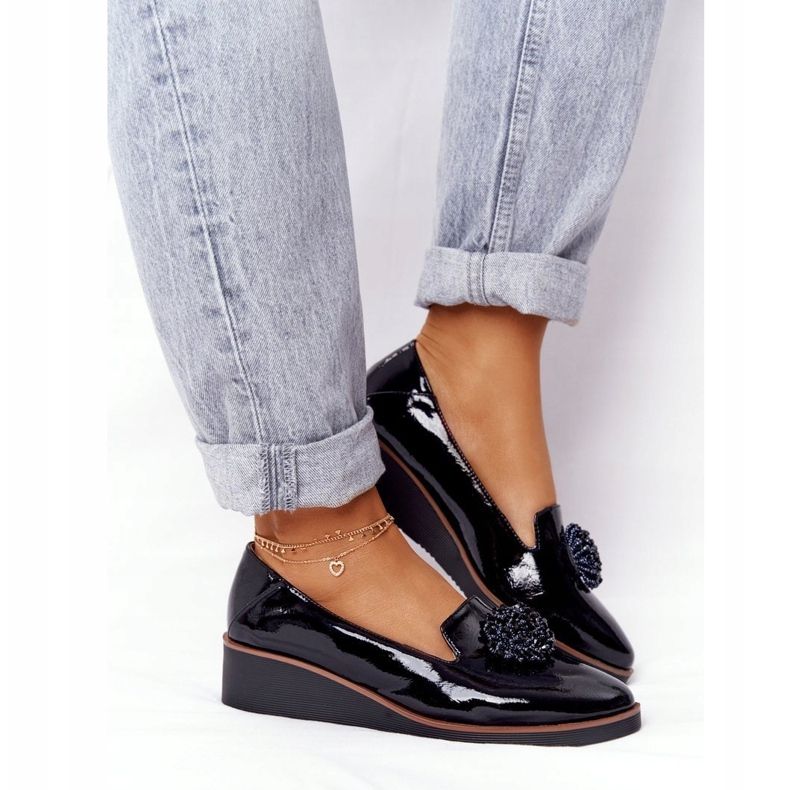 Scarpe Eleganti Con Zeppa Vinceza 10580 Laccato Nero 2
