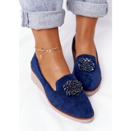 Scarpe Eleganti con Zeppa Vinceza 10580 Scamosciate Blu Navy 2