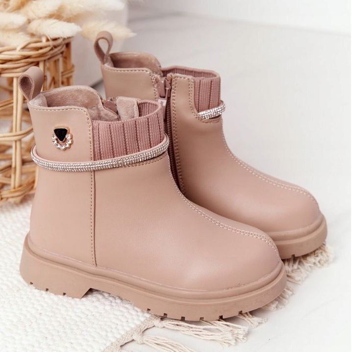Apawwa Stivali Per Bambini Con Paillettes Beige Toffees 2