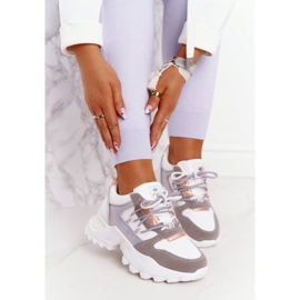 EVE Sneakers da donna su una massiccia suola Power White bianca grigio 2