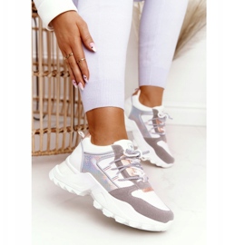EVE Sneakers da donna su una massiccia suola Power White bianco grigio 1