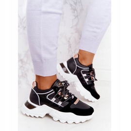 EVE Sneakers da donna su una massiccia suola nera Power nero d'oro 2