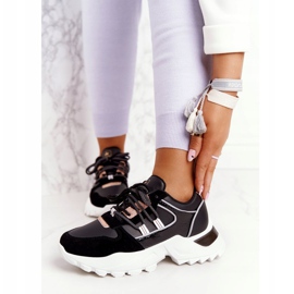 EVE Sneakers da donna su una massiccia suola nera Power nero d'oro 1
