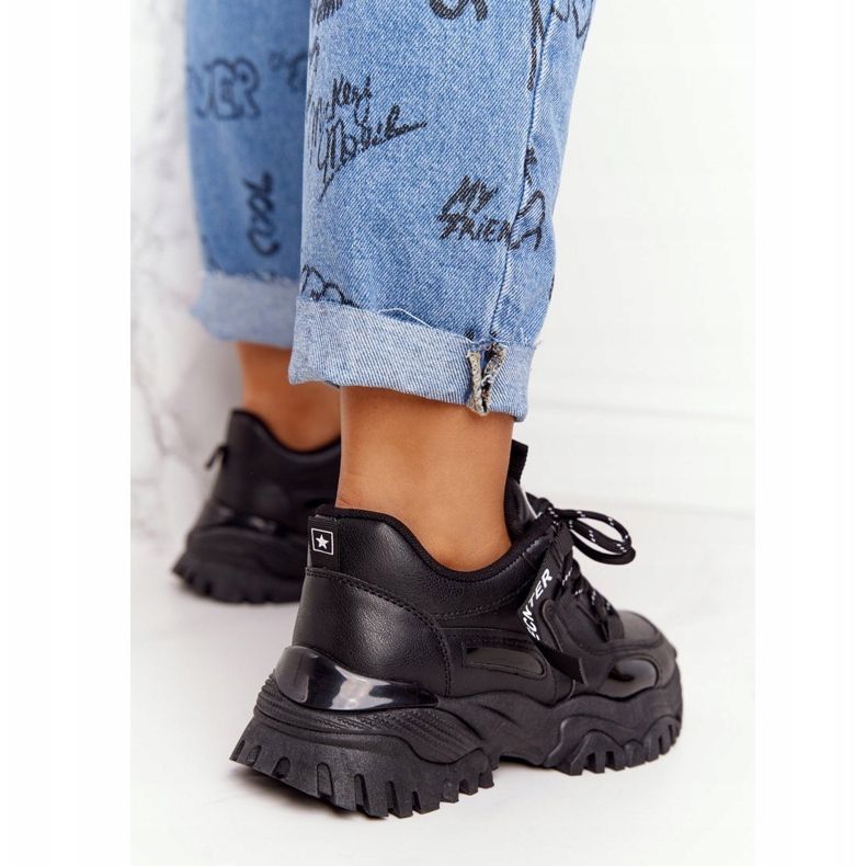 EVE Sneakers da donna su una massiccia suola nera Laugh nero 2