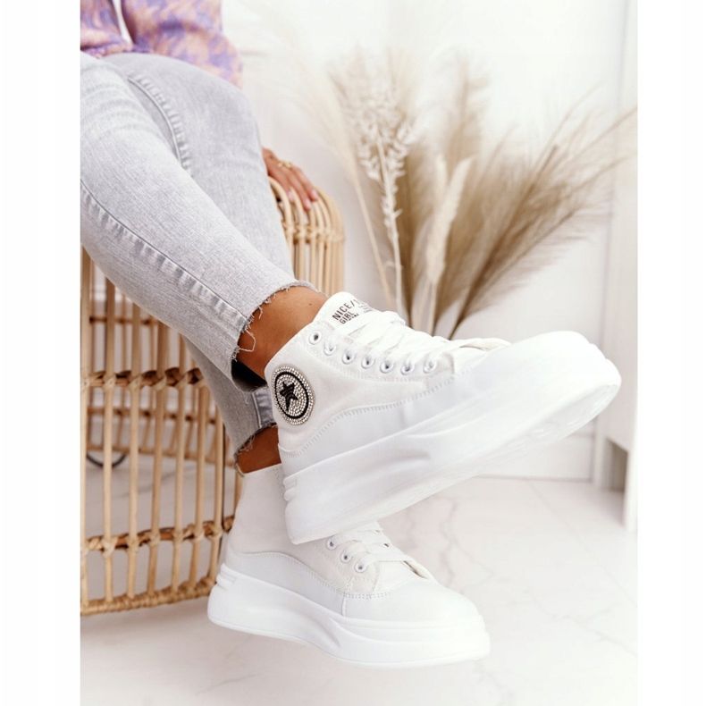 Sneakers Alte Da Donna Sulla Piattaforma Bianca Nice Girl bianco 1