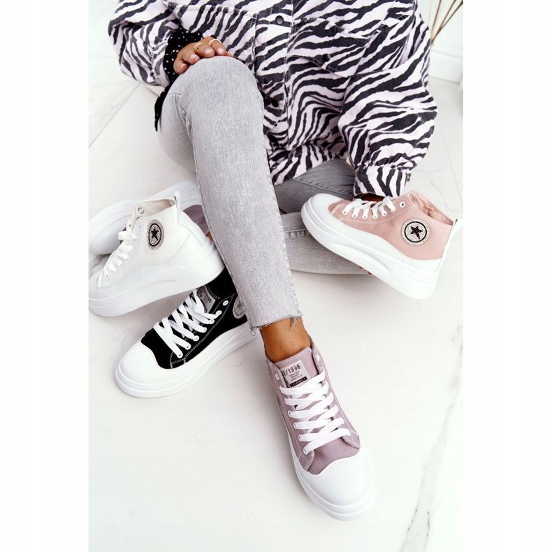 Sneakers alte da donna sulla piattaforma nera Nice Girl bianca nero 1