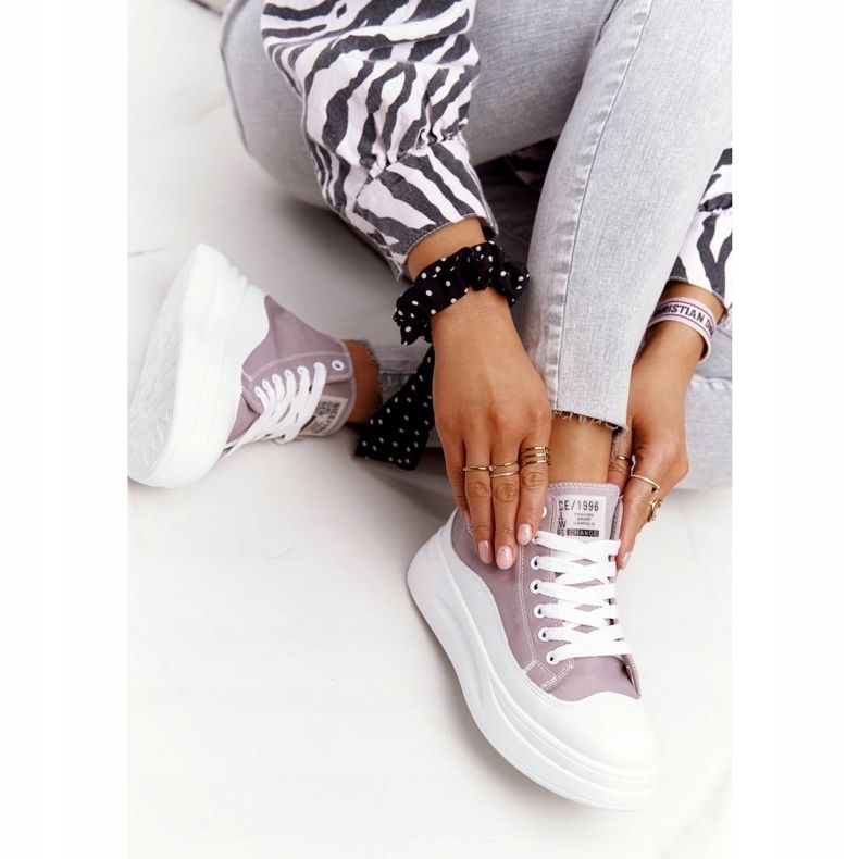 Sneakers Alte Da Donna Sulla Piattaforma Grigia Nice Girl bianco grigio 2