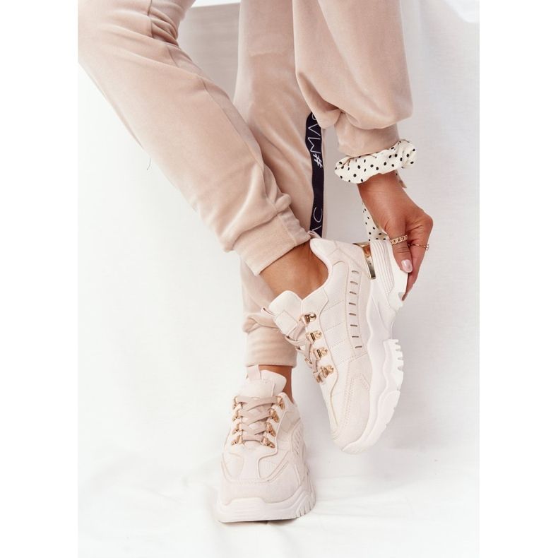 PS1 Sneakers da donna beige Good Mood su suola larga 1