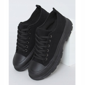 Sneakers da donna nere (suola nera) LA122 Allblack nero 1