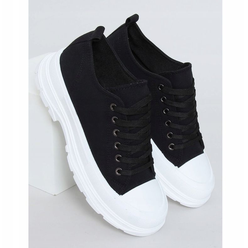 Sneakers da donna nere (suola bianca) LA122 Black nero 1