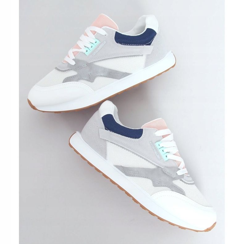 Scarpe sportive da donna multicolor NB372 White bianca blu navy rosa d'argento grigio 1
