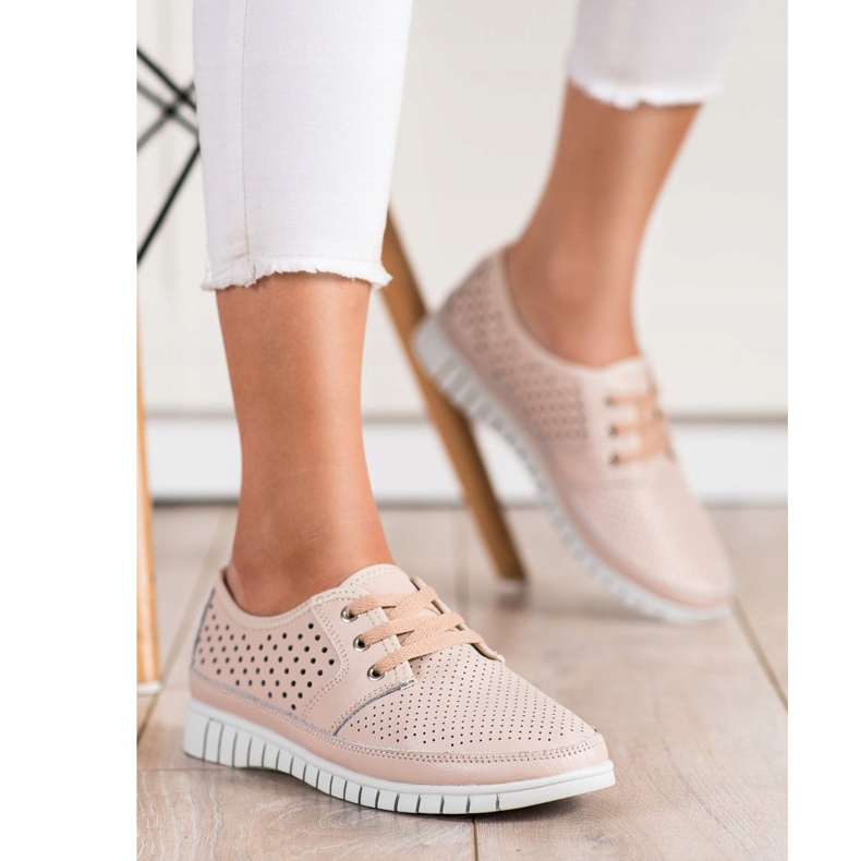 Kylie Scarpe brogue in pelle sulla piattaforma rosa 2