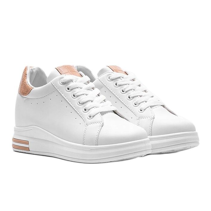 Sneakers bianche su zeppa Halle nascosta beige bianco 1