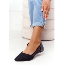 Ballerine Scamosciate Nere In Spitz Con Rete nero 2