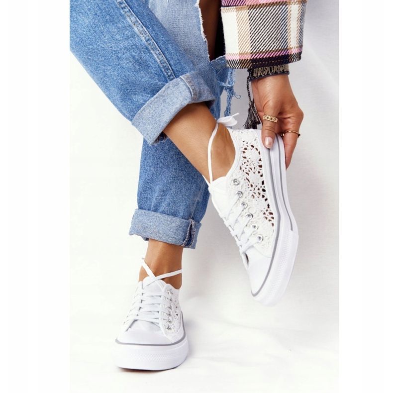 FB2 Sneakers Candice in pizzo bianco da donna bianca 2
