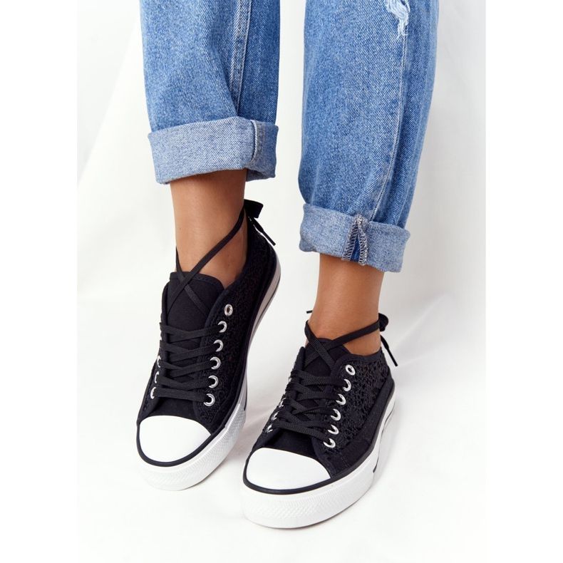 FB2 Sneakers Candice in pizzo nero da donna 2