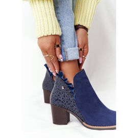 Stivali da donna in pelle con tacco alto Maciejka Blu navy 04833-17 1