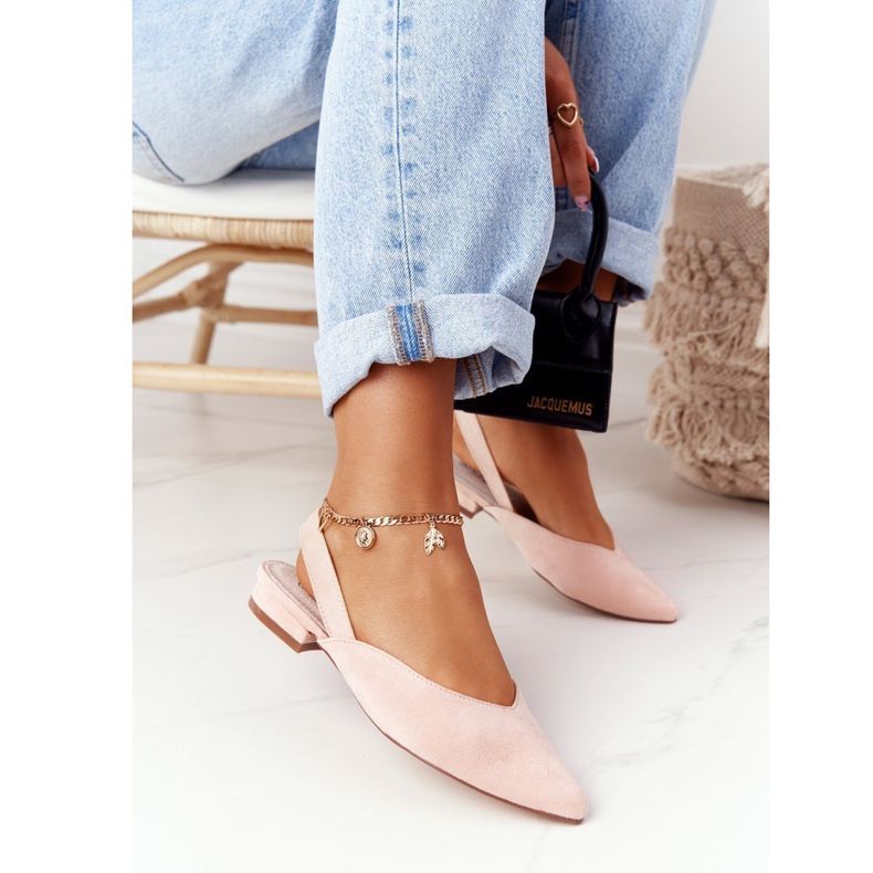 S.Barski Ballerine in pelle scamosciata su tacchi alti S. Barski Pink rosa 2