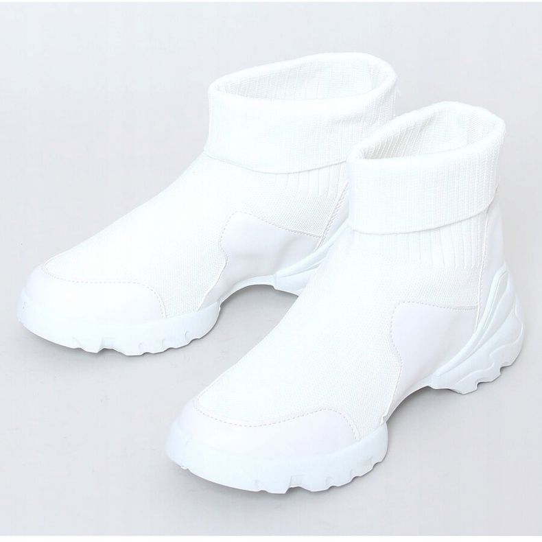 White LA156 Calze alte bianche scarpe sportive bianca 1