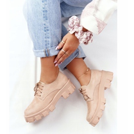 PS1 Scarpe Oxford in pelle scamosciata da donna sulla piattaforma Imogen Nude beige rosa 1