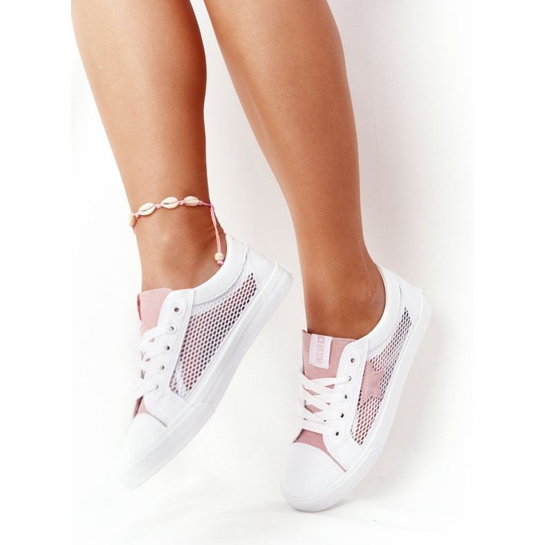 Sneakers Donna Con Rete Big Star DD274688 Bianco-Rosa 2