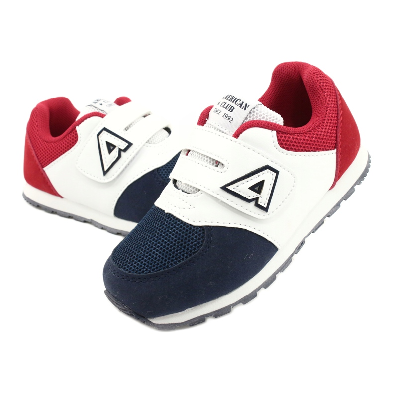 American Club Scarpe sportive per bambini Inserto in pelle BS01 BS02 Navy bianco 3