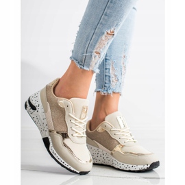SHELOVET Sneakers con zeppa dorata multicolore d'oro 1