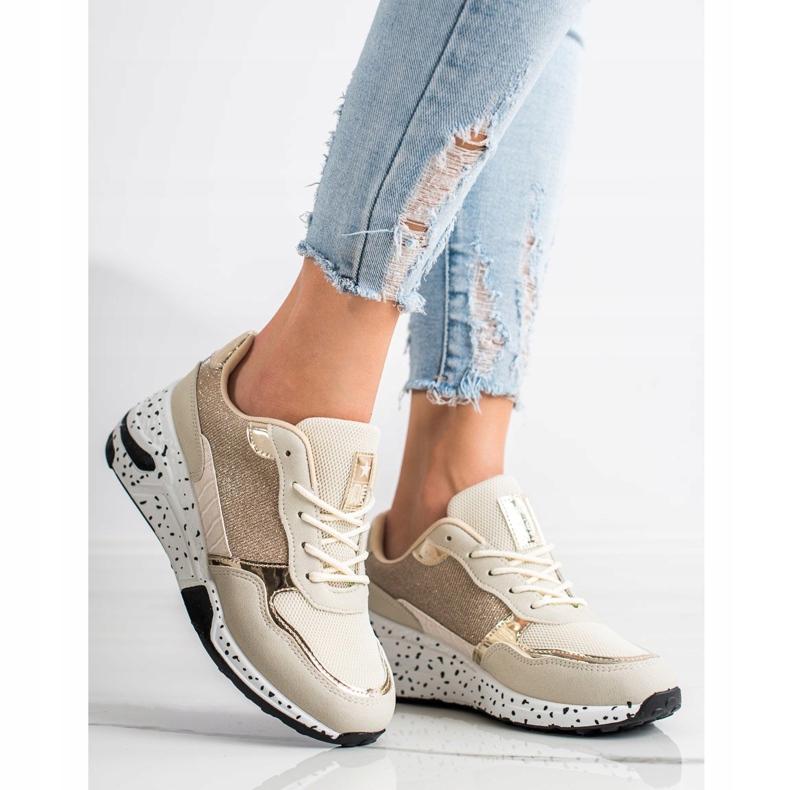 SHELOVET Sneakers con zeppa dorata multicolore d'oro 1