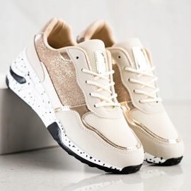 SHELOVET Sneakers con zeppa dorata multicolore d'oro 2