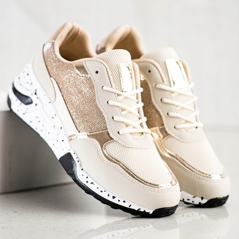 SHELOVET Sneakers con zeppa dorata multicolore d'oro 2