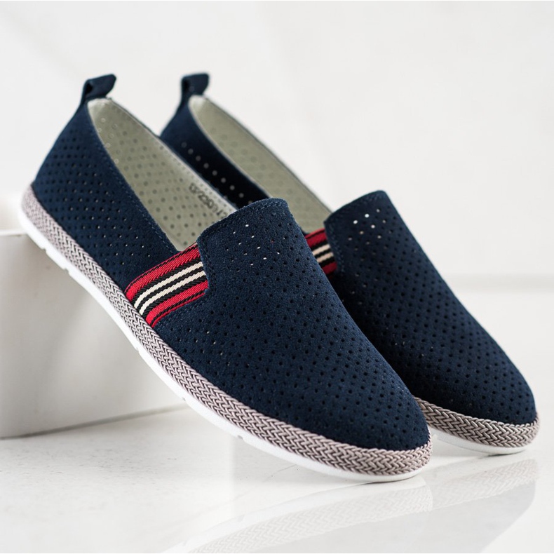 Filippo Slip in pelle blu scuro blu navy 1