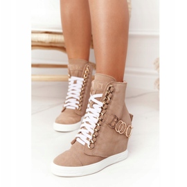 Sneakers da donna in camoscio BOOCI Golden Letters Bright Camel marrone 1