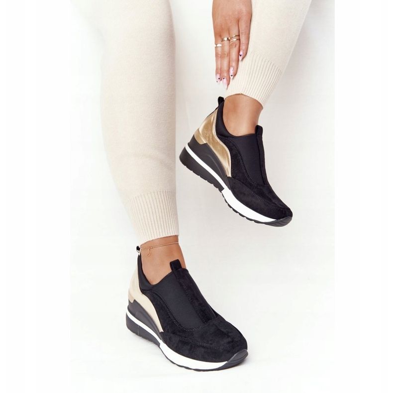 Sneakers con zeppa Vinceza 10593 Nero-Oro verde 1