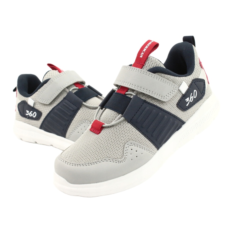 Scarpe sportive con sottopiede in pelle American Club AA06 grigio 3