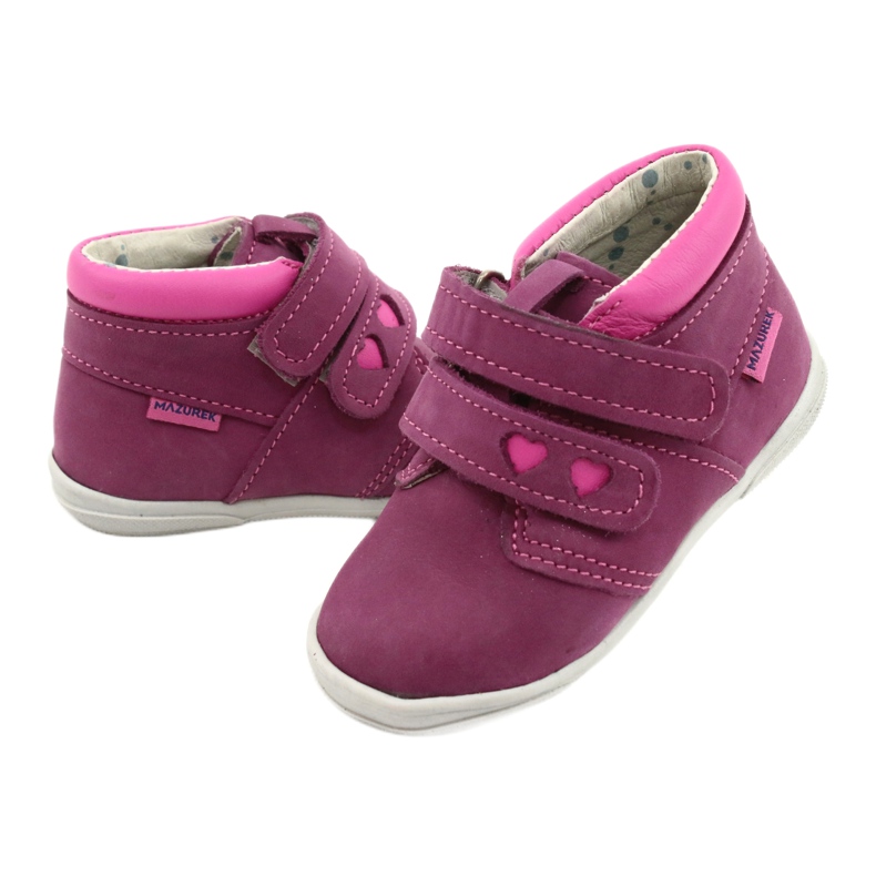Mazurek Scarpe sportive in pelle con velcro 1355 fucsia-rosa 3
