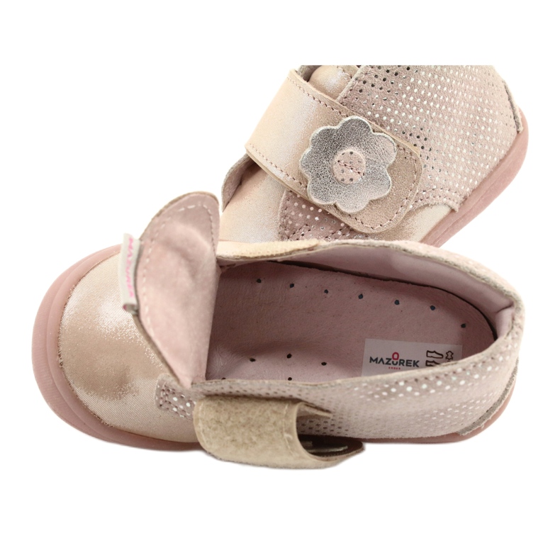 Mazurek Scarpe sportive in pelle con velcro 1101 oro satinato rosa 3