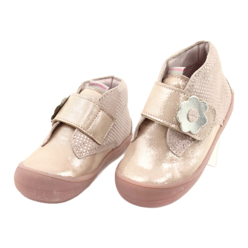 Mazurek Scarpe sportive in pelle con velcro 1101 oro satinato rosa 1