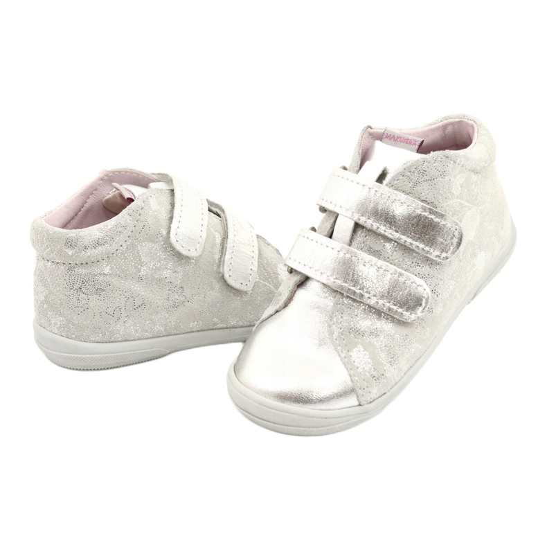 Mazurek Scarpe sportive in pelle con velcro 1264 argento d'argento grigio 3