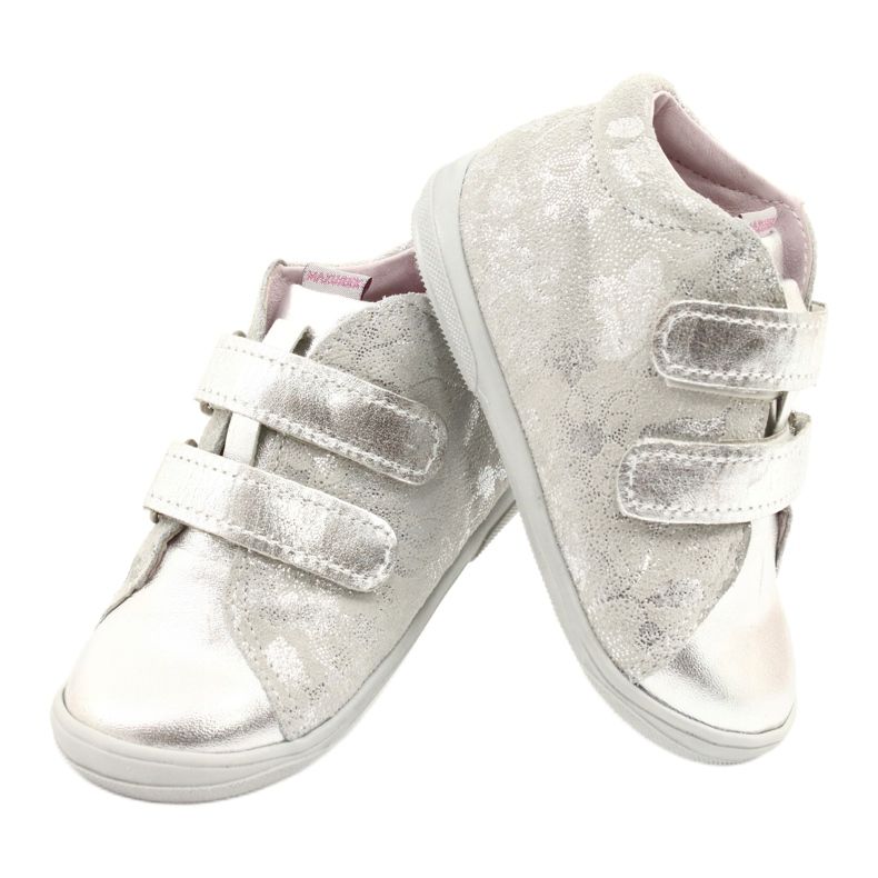 Mazurek Scarpe sportive in pelle con velcro 1264 argento grigio 4