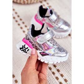 FRROCK Scarpe Sportive Bambini Con Velcro Argento Be Happy grigio 2