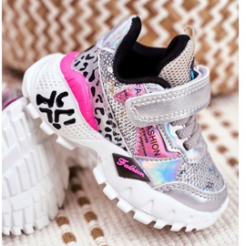 FRROCK Scarpe Sportive Bambini Con Velcro Argento Be Happy grigio 3