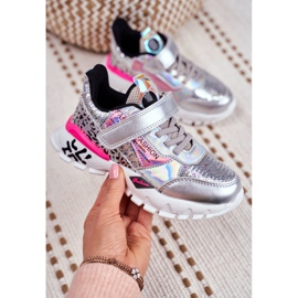 FRROCK Scarpe Sportive Bambini Con Velcro Argento Be Happy grigio 5