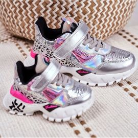 FRROCK Scarpe Sportive Bambini Con Velcro Argento Be Happy grigio 6