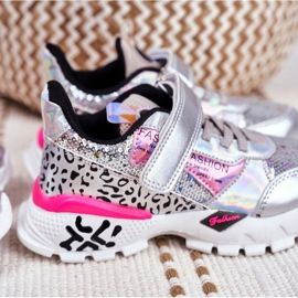 FRROCK Scarpe Sportive Bambini Con Velcro Argento Be Happy grigio 7