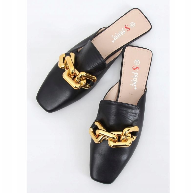 Nero T500P Pantofole nere con catena 1