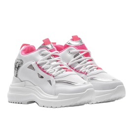 Sneakers serpente Felicia bianche e rosa bianco 1