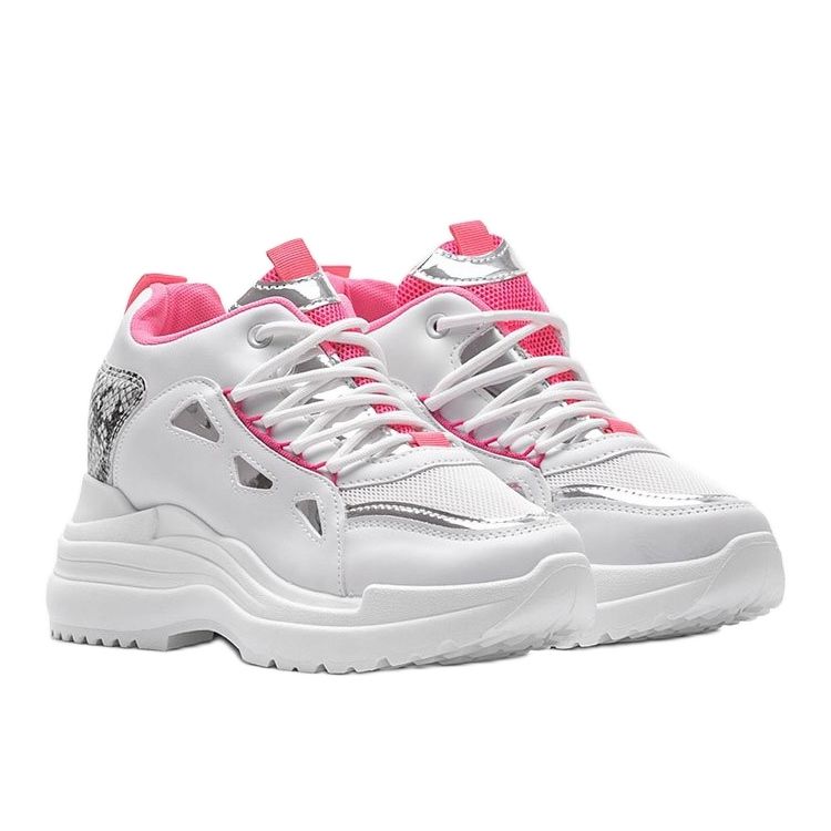 Sneakers serpente Felicia bianche e rosa bianca 1